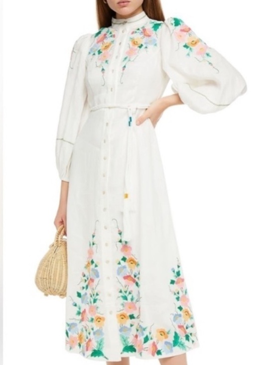 Zimmermann Dresses & Skirts - Zimmermann White Linen Maxi Dress Fiesta Embroidery Size 0 **See Description**